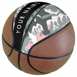 Roze en Grijze Camouflage Jouw naam Personaliseren Basketbal