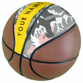 Roze en Grijze Camouflage Jouw naam Personaliseren Basketbal