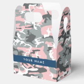 Roze en Grijze Camouflage Jouw naam Personaliseren Bedankdoosjes (Geopend)