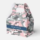 Roze en Grijze Camouflage Jouw naam Personaliseren Bedankdoosjes (Voorkant Zijde)