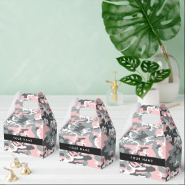 Roze en Grijze Camouflage Jouw naam Personaliseren Bedankdoosjes