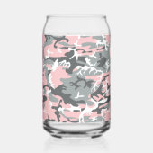 Roze en Grijze Camouflage Jouw naam Personaliseren Blikvorm Glas (Links)