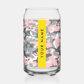 Roze en Grijze Camouflage Jouw naam Personaliseren Blikvorm Glas (Voorkant)