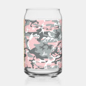 Roze en Grijze Camouflage Jouw naam Personaliseren Blikvorm Glas (Links)
