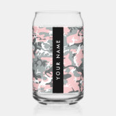 Roze en Grijze Camouflage Jouw naam Personaliseren Blikvorm Glas (Voorkant)