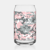 Roze en Grijze Camouflage Jouw naam Personaliseren Blikvorm Glas (Links)