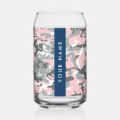 Roze en Grijze Camouflage Jouw naam Personaliseren Blikvorm Glas (Voorkant)