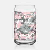 Roze en Grijze Camouflage Jouw naam Personaliseren Blikvorm Glas (Links)