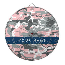Roze en Grijze Camouflage Jouw naam Personaliseren Dartbord
