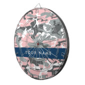 Roze en Grijze Camouflage Jouw naam Personaliseren Dartbord (Voorkant Rechts)