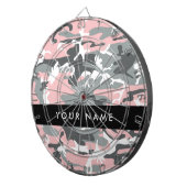 Roze en Grijze Camouflage Jouw naam Personaliseren Dartbord (Voorkant Rechts)
