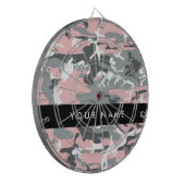Roze en Grijze Camouflage Jouw naam Personaliseren Dartbord (Voorkant Links)