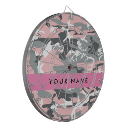 Roze en Grijze Camouflage Jouw naam Personaliseren Dartbord