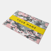Roze en Grijze Camouflage Jouw naam Personaliseren Deurmat (Schuin)