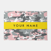 Roze en Grijze Camouflage Jouw naam Personaliseren Deurmat (Voorkant)
