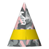 Roze en Grijze Camouflage Jouw naam Personaliseren Feesthoedjes (Achterkant)