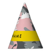 Roze en Grijze Camouflage Jouw naam Personaliseren Feesthoedjes (Rechts)