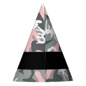 Roze en Grijze Camouflage Jouw naam Personaliseren Feesthoedjes (Achterkant)