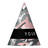 Roze en Grijze Camouflage Jouw naam Personaliseren Feesthoedjes (Links)