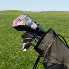 Roze en Grijze Camouflage Jouw naam Personaliseren Golfheadcover