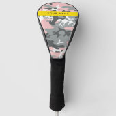 Roze en Grijze Camouflage Jouw naam Personaliseren Golfheadcover (Voorkant)