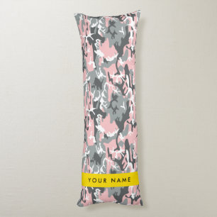 Roze en Grijze Camouflage Jouw naam Personaliseren Lichaamskussen