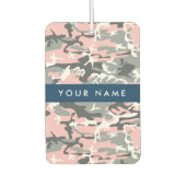 Roze en Grijze Camouflage Jouw naam Personaliseren Luchtverfrisser (Voorkant)