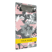 Roze en Grijze Camouflage Jouw naam Personaliseren Mini Klembord (Schuin)