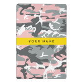 Roze en Grijze Camouflage Jouw naam Personaliseren Mini Klembord (Achterkant)