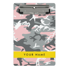 Roze en Grijze Camouflage Jouw naam Personaliseren Mini Klembord