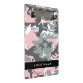Roze en Grijze Camouflage Jouw naam Personaliseren Mini Klembord (Schuin)