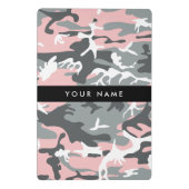 Roze en Grijze Camouflage Jouw naam Personaliseren Mini Klembord (Achterkant)
