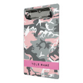 Roze en Grijze Camouflage Jouw naam Personaliseren Mini Klembord (Angled2)