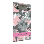 Roze en Grijze Camouflage Jouw naam Personaliseren Mini Klembord (Schuin)