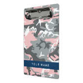 Roze en Grijze Camouflage Jouw naam Personaliseren Mini Klembord (Angled2)