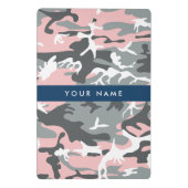 Roze en Grijze Camouflage Jouw naam Personaliseren Mini Klembord (Achterkant)