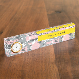 Roze en Grijze Camouflage Jouw naam Personaliseren Naambordje