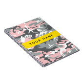 Roze en Grijze Camouflage Jouw naam Personaliseren Notitieboek (Rechterzijde)