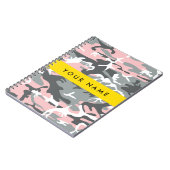 Roze en Grijze Camouflage Jouw naam Personaliseren Notitieboek (Linkerzijde)
