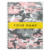 Roze en Grijze Camouflage Jouw naam Personaliseren Notitieboek (Voorkant)