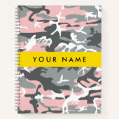 Roze en Grijze Camouflage Jouw naam Personaliseren Notitieboek (Voorkant)