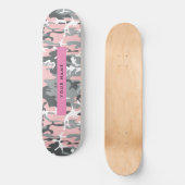 Roze en Grijze Camouflage Jouw naam Personaliseren Persoonlijk Skateboard (Voorkant)