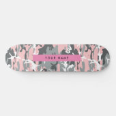 Roze en Grijze Camouflage Jouw naam Personaliseren Persoonlijk Skateboard (Horizontaal)