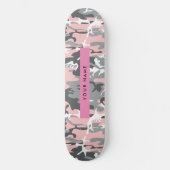 Roze en Grijze Camouflage Jouw naam Personaliseren Persoonlijk Skateboard (Voorkant)