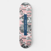 Roze en Grijze Camouflage Jouw naam Personaliseren Persoonlijk Skateboard (Voorkant)