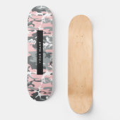 Roze en Grijze Camouflage Jouw naam Personaliseren Persoonlijk Skateboard (Voorkant)