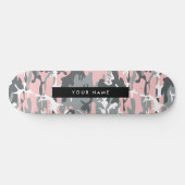 Roze en Grijze Camouflage Jouw naam Personaliseren Persoonlijk Skateboard (Horizontaal)