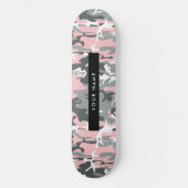 Roze en Grijze Camouflage Jouw naam Personaliseren Persoonlijk Skateboard (Voorkant)