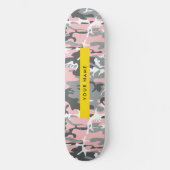 Roze en Grijze Camouflage Jouw naam Personaliseren Persoonlijk Skateboard (Voorkant)