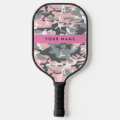 Roze en Grijze Camouflage Jouw naam Personaliseren Pickleball Paddle (Achterkant)